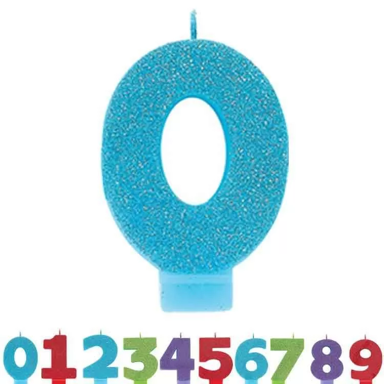 0 to 9 Luxury Glitter Birthday Number Cake Candles