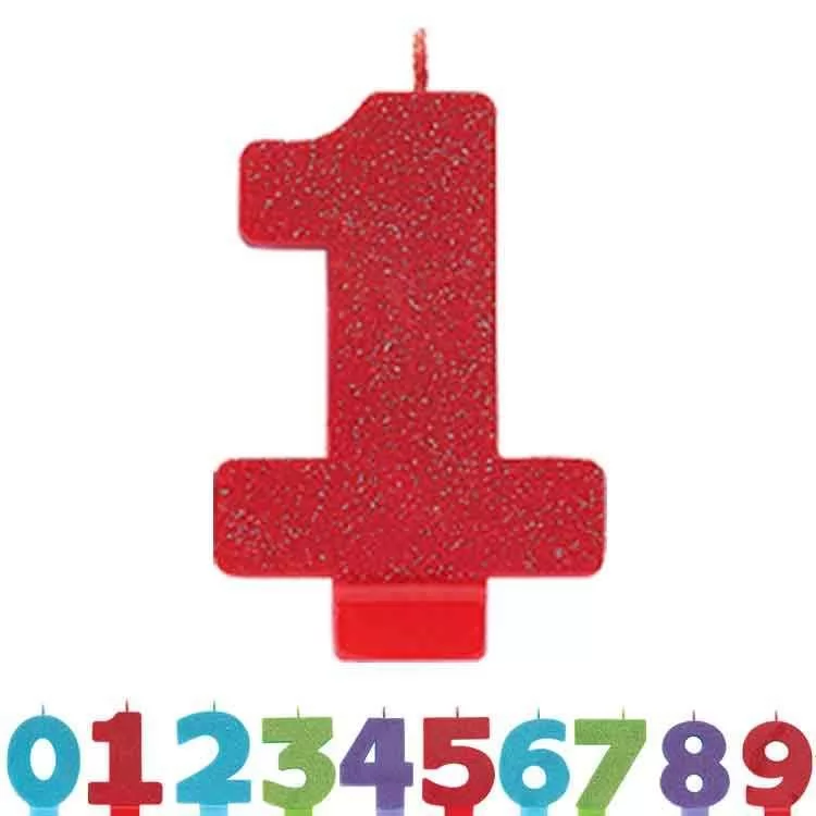 0 to 9 Luxury Glitter Birthday Number Cake Candles
