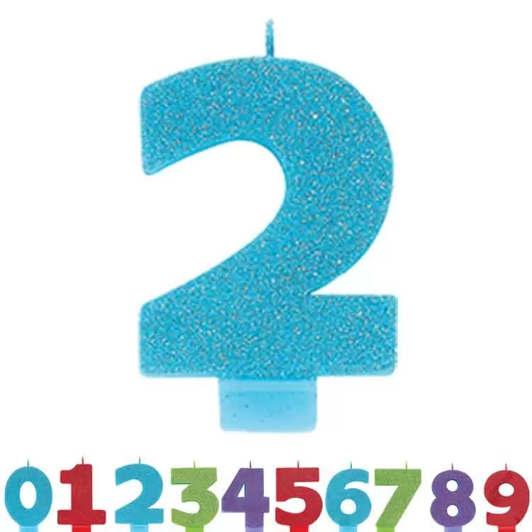 0 to 9 Luxury Glitter Birthday Number Cake Candles