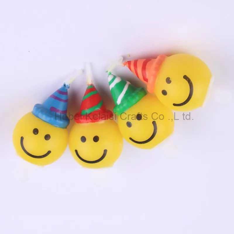 Colorful round face smiley birthday cake candles