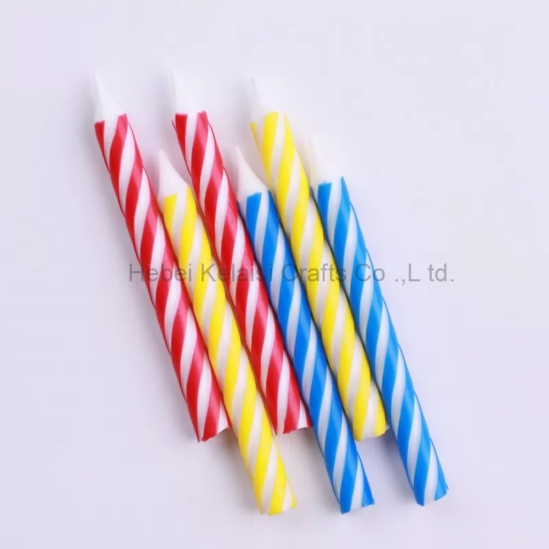 Vintage red yellow and blue birthday cake thread candles