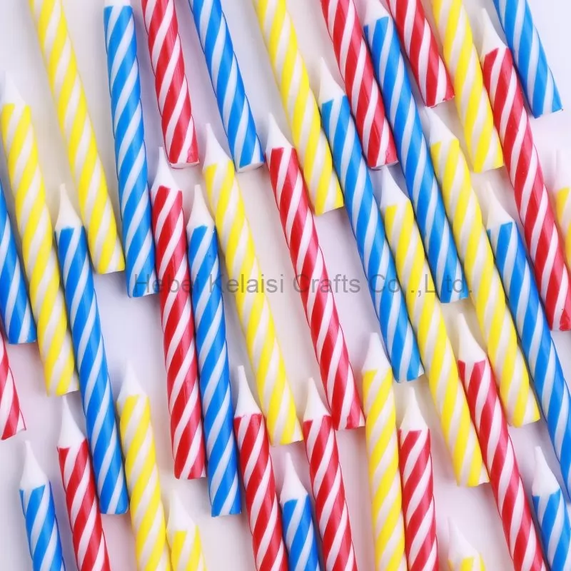 Vintage red yellow and blue birthday cake thread candles