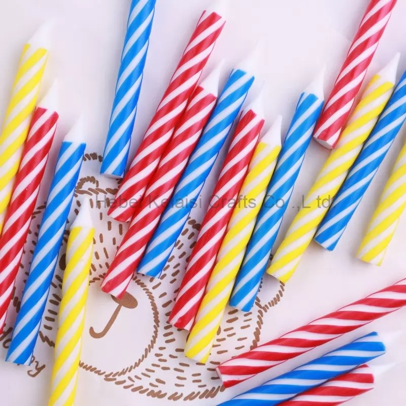 Vintage red yellow and blue birthday cake thread candles