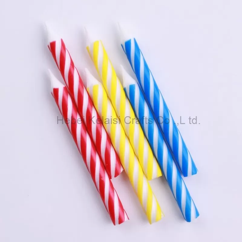 Vintage red yellow and blue birthday cake thread candles