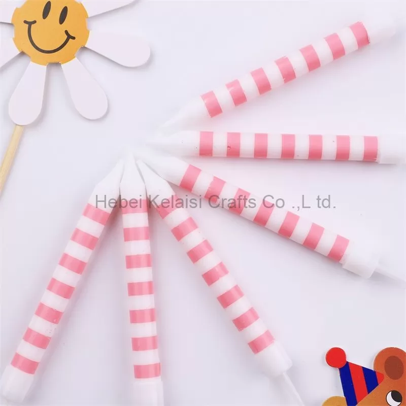 Colorful striped printed birthday cake candles