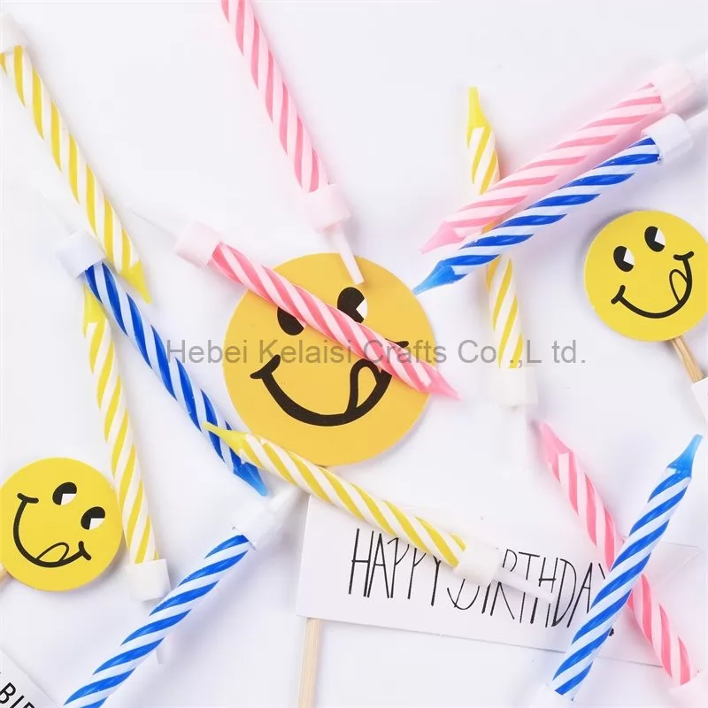 Colorful spiral birthday cake candles