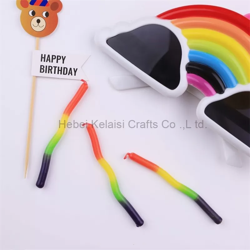 Rainbow Curves Colorful Bending birthday cake candles