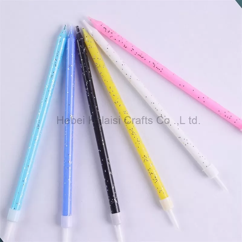 Long pole pencil candles with colorful glitter pieces