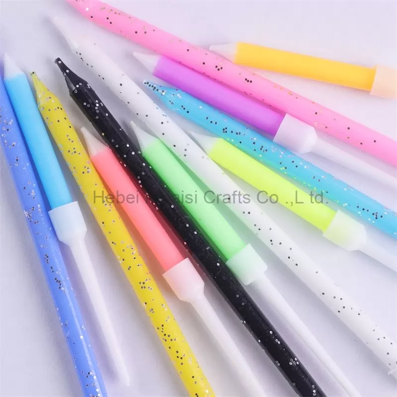 Long pole pencil candles with colorful glitter pieces