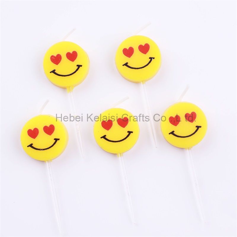 Heart Happy Face birthday cake candle