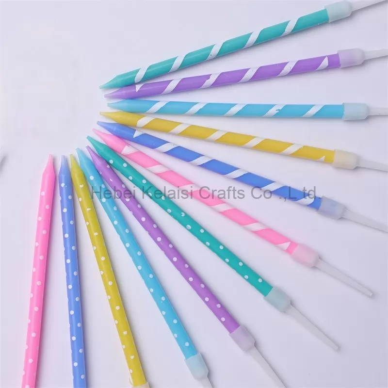 Striped wave dot slender pencil birthday candle
