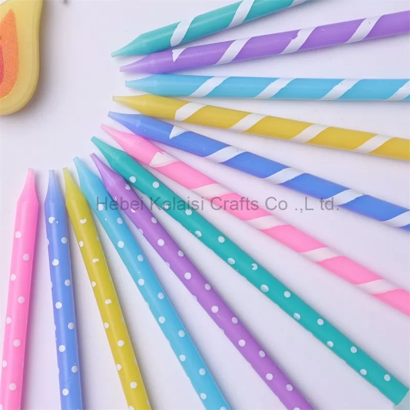 Striped wave dot slender pencil birthday candle