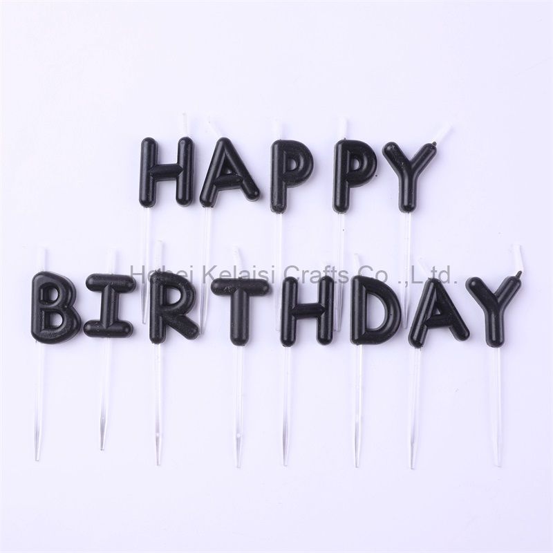Character Black HAPPY BIRTHDAY candle