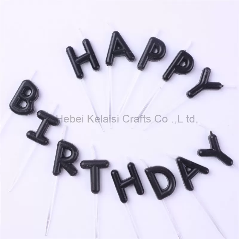 Character Black HAPPY BIRTHDAY candle