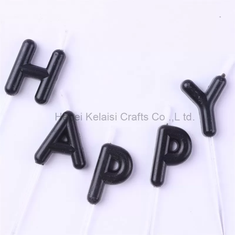 Character Black HAPPY BIRTHDAY candle