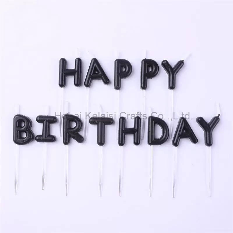 Character Black HAPPY BIRTHDAY candle