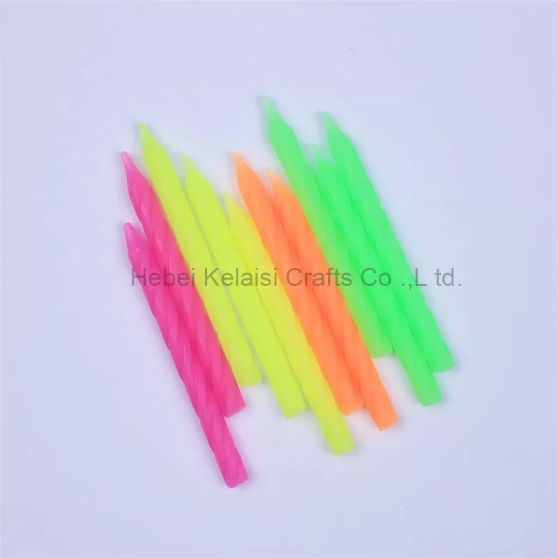 Fluorescent Colored Candles Birthday Cake Decoration Candles