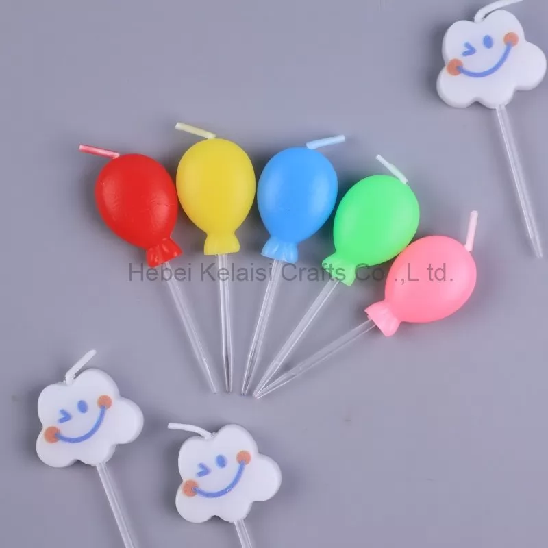 Colorful balloons birthday cake candles