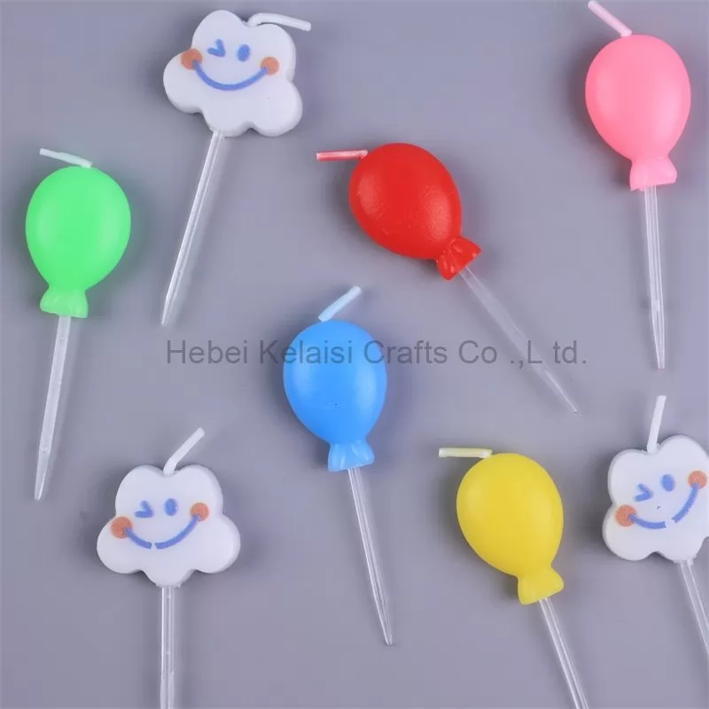 Colorful balloons birthday cake candles