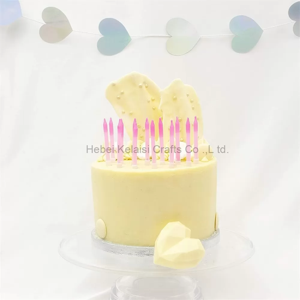 24 Pack Pink blue Ombre Cake Candles with Holders