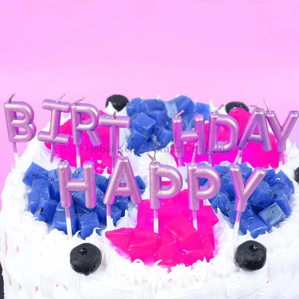 Metallic Color Happy Birthday Letter  Cake Candles