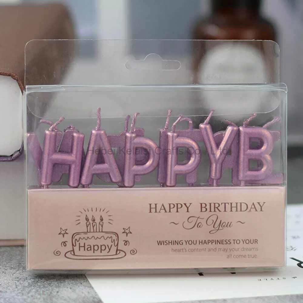 Metallic Color Happy Birthday Letter  Cake Candles