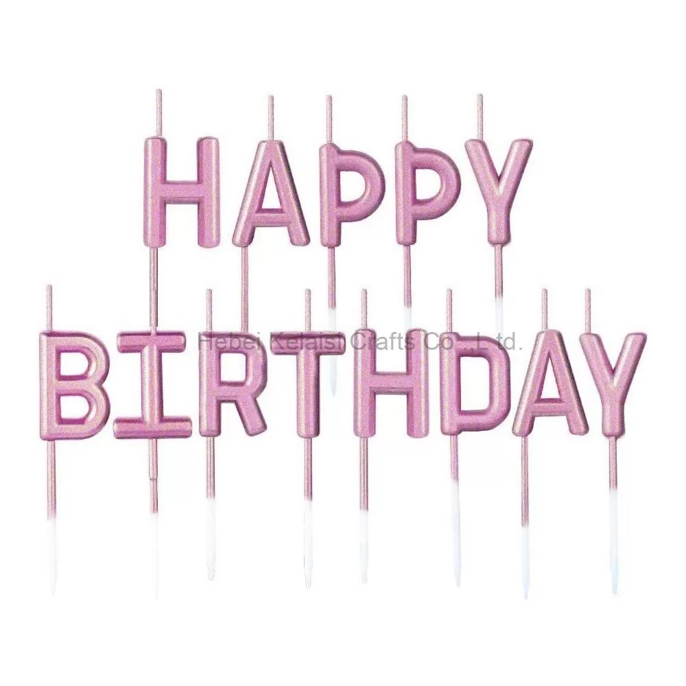 Metallic Color Happy Birthday Letter  Cake Candles