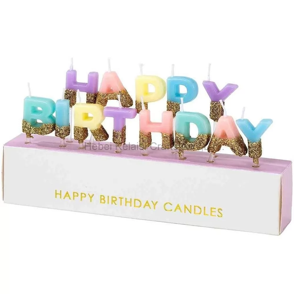 Dipped In Glitter Happy Birthday Letter Shape Candles Cake