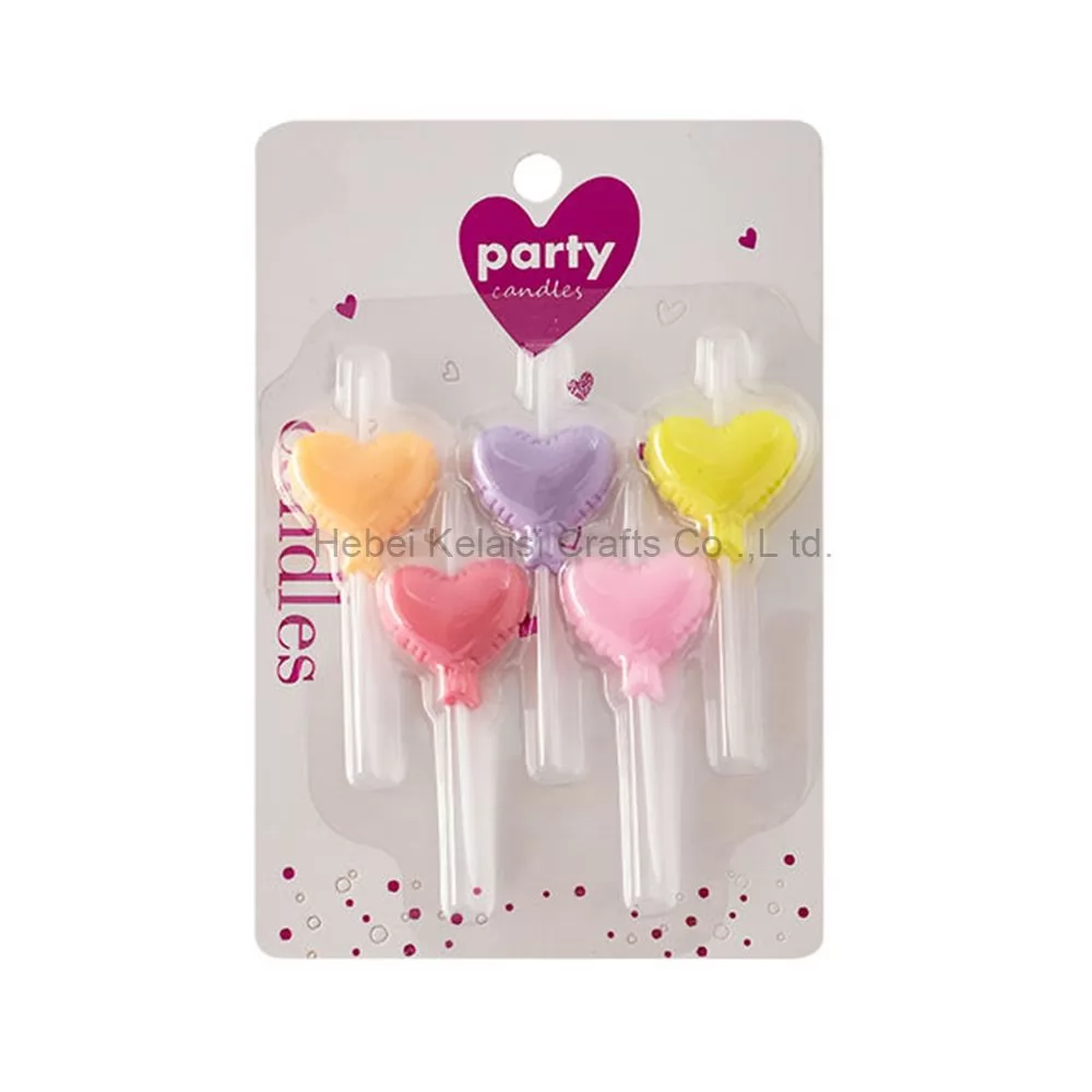 Custom Multicolored 5pc Hearts Shaped Children's Birthday Candles