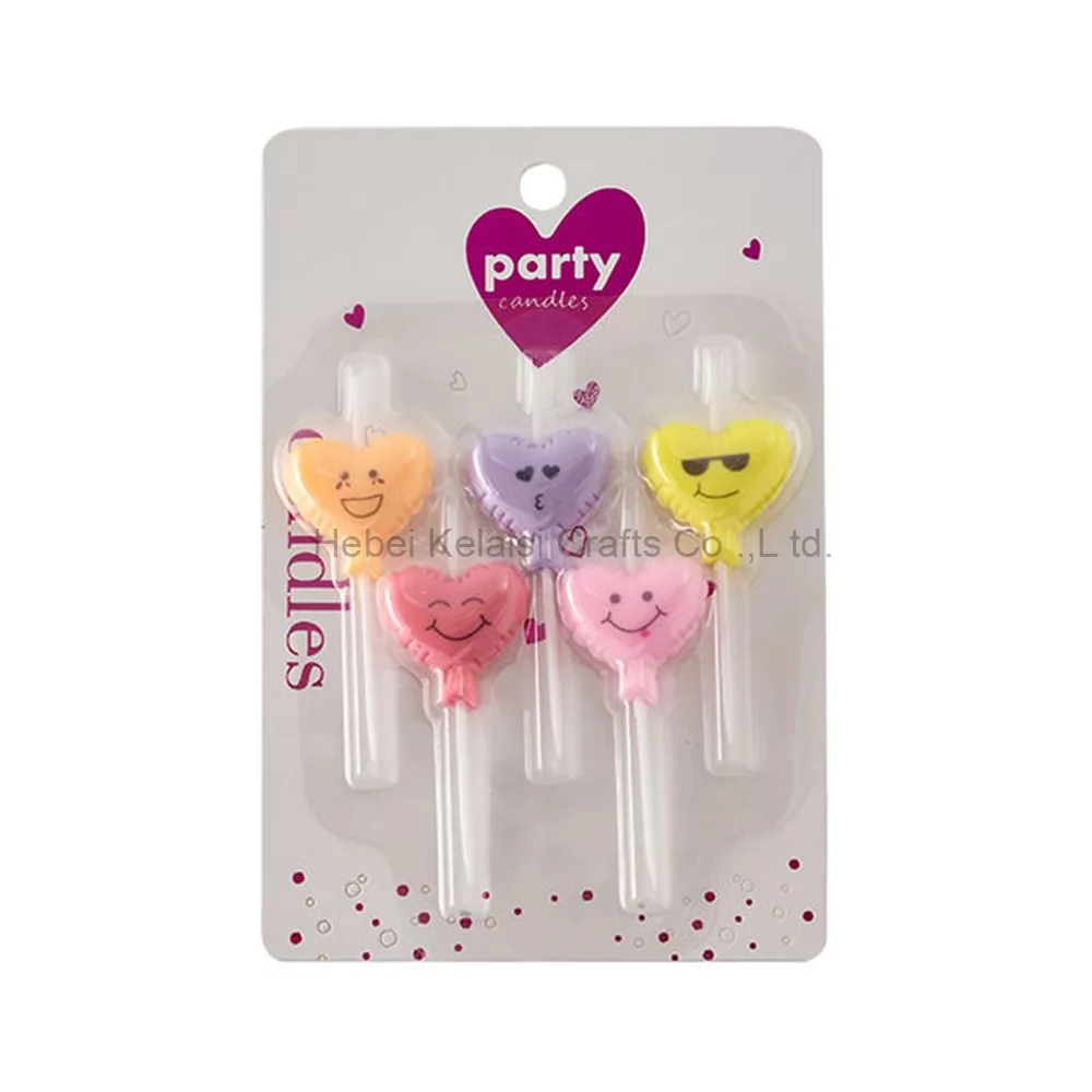 Custom Multicolored 5pc Hearts Shaped Children's Birthday Candles