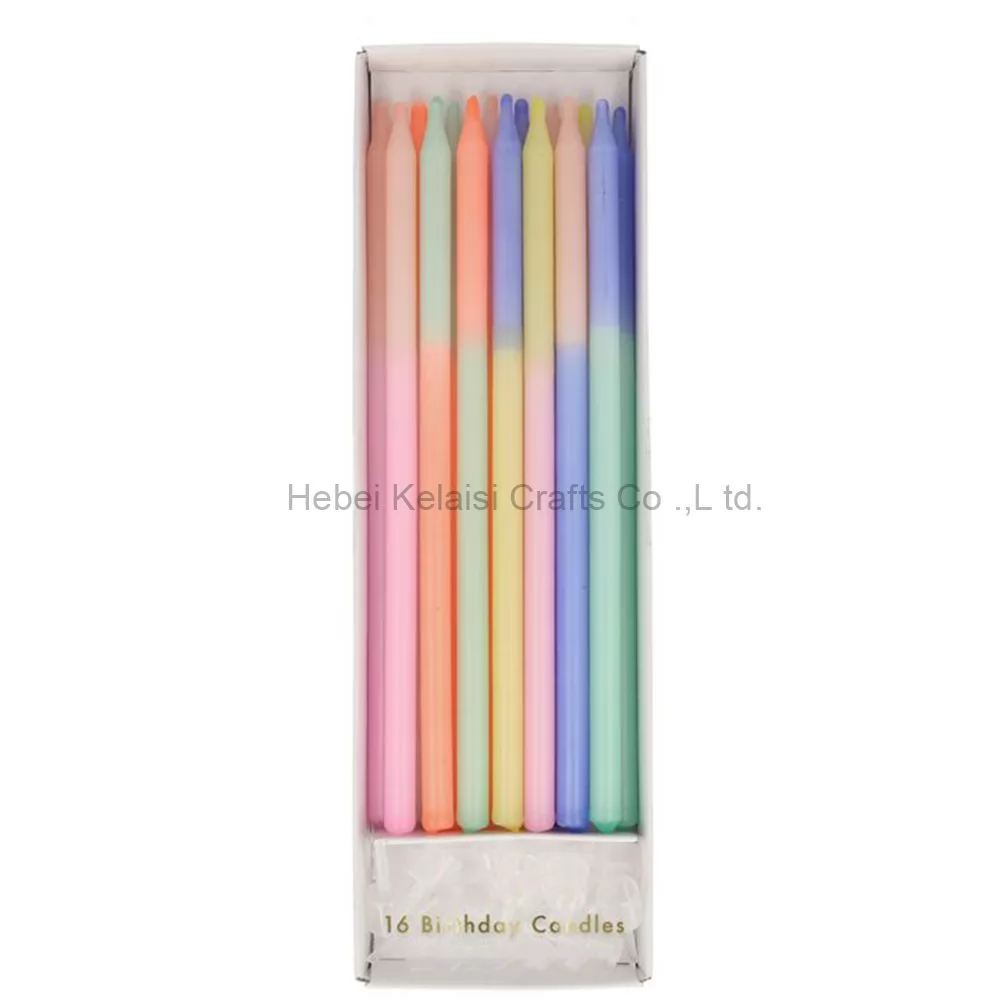 Mulit Color Block Thin Long Birthday Pencil Candles
