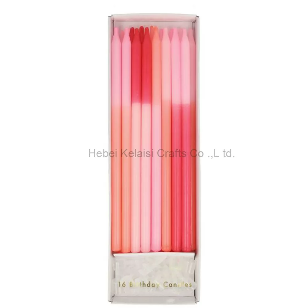 Mulit Color Block Thin Long Birthday Pencil Candles