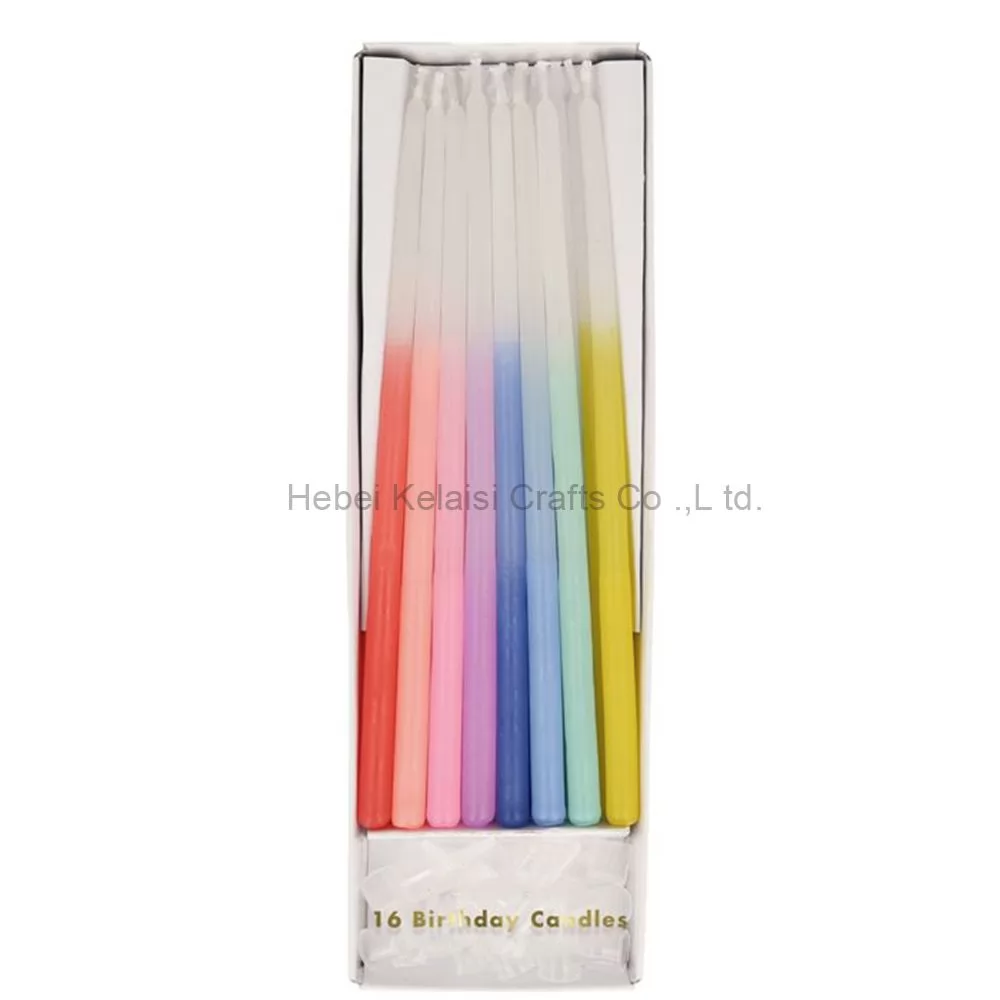 16 pieces rainbow dipped Color Long candles