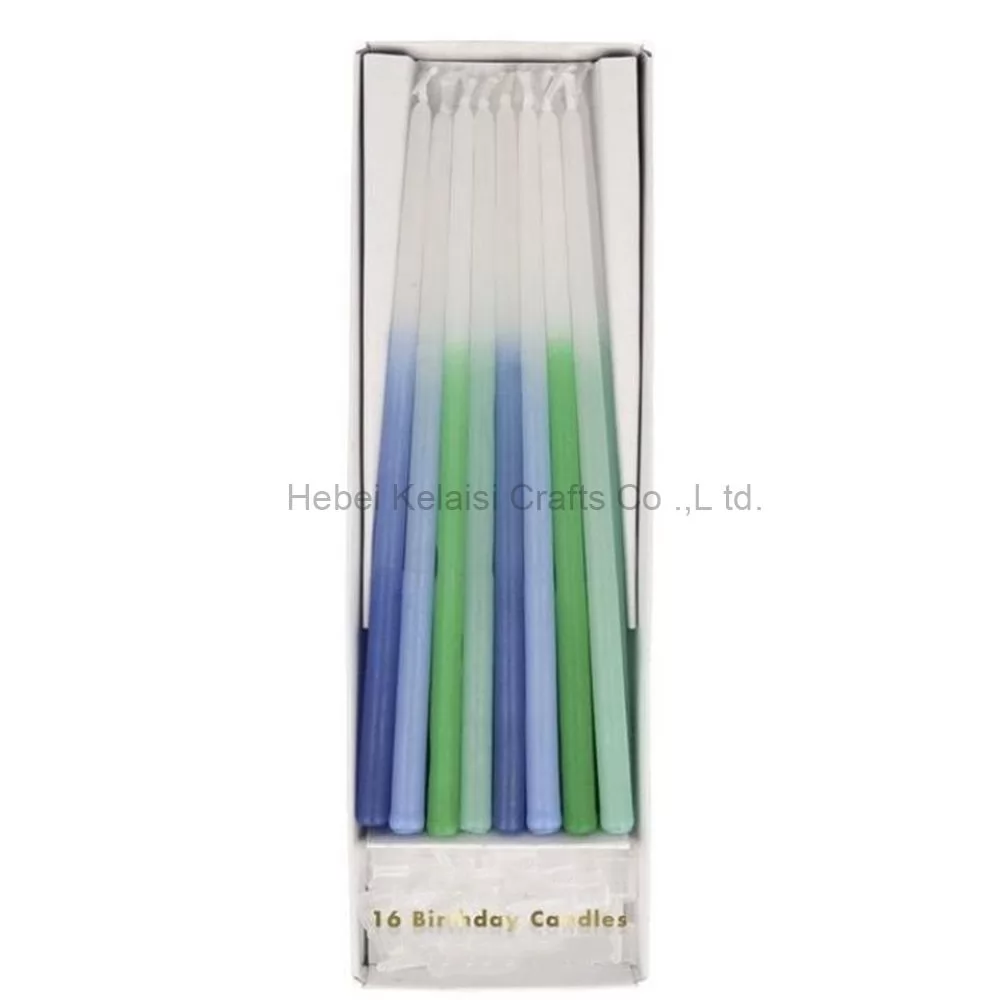 16 pieces rainbow dipped Color Long candles
