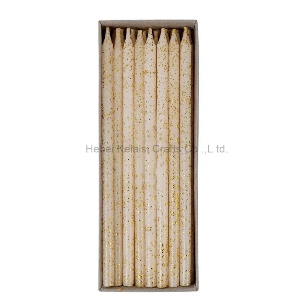 24 pcs Gold Glitter Long Thin Pencil Shape candles