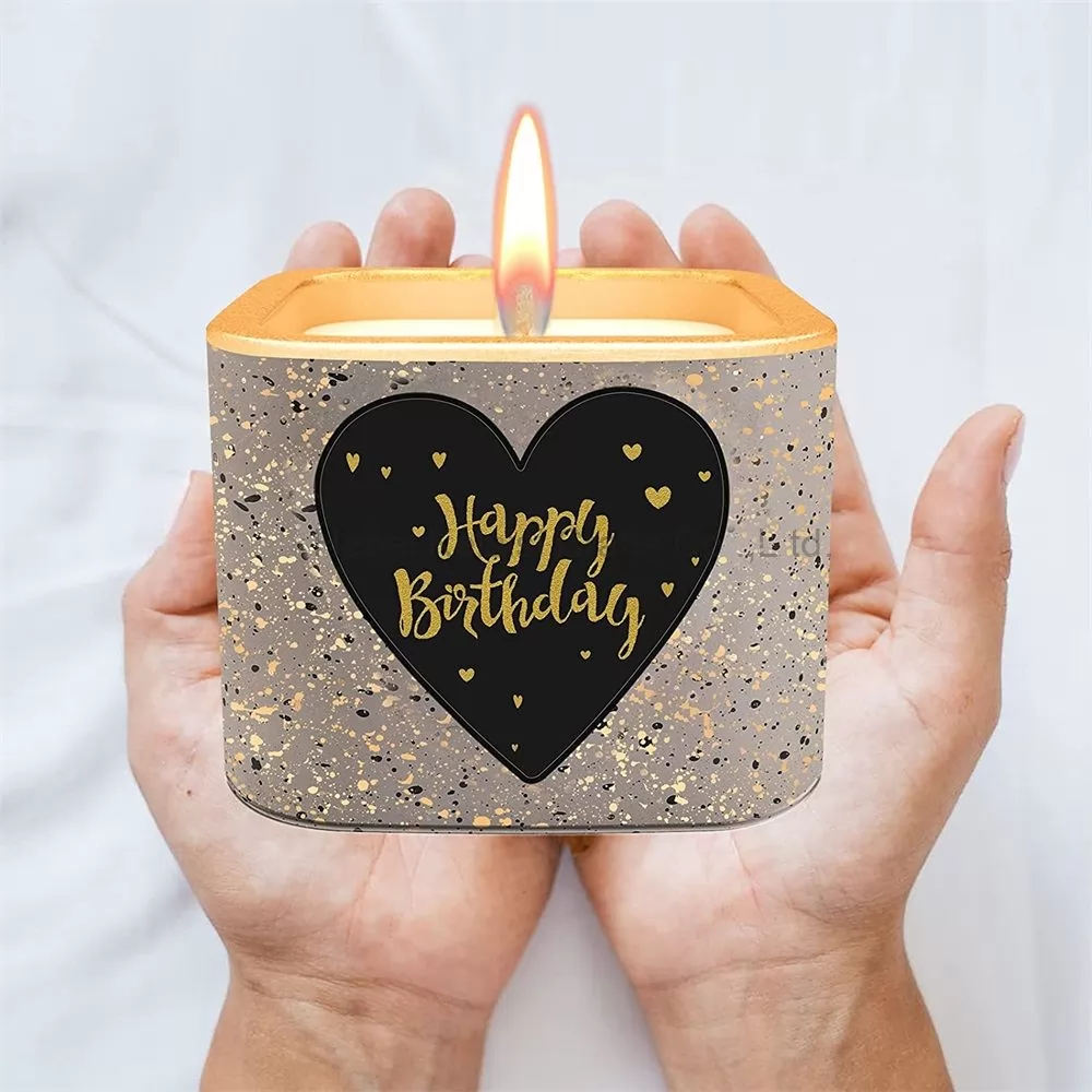 Cement Scented candle Gift Set with heart pattern