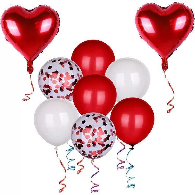 Valentine's Day foil with confetti balloons