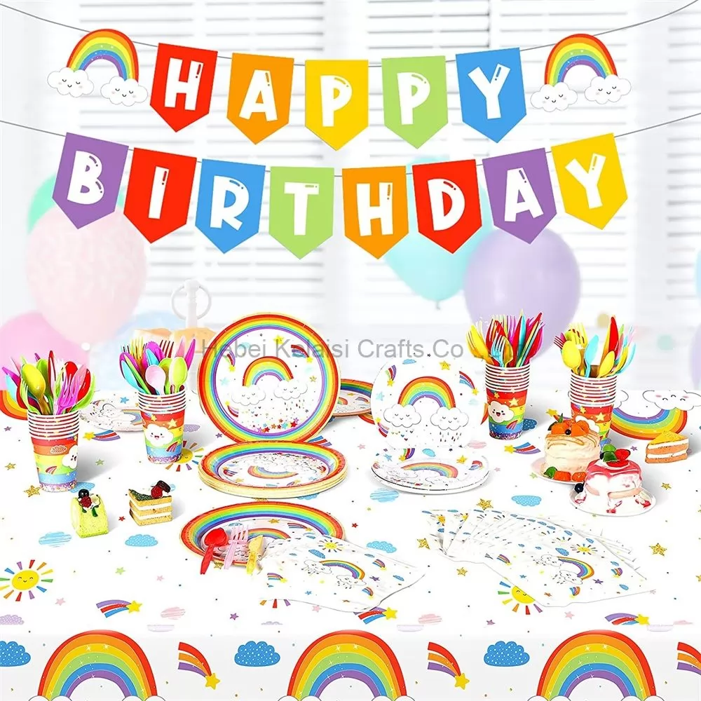 rainbow birthday party supplies happy birthday party set