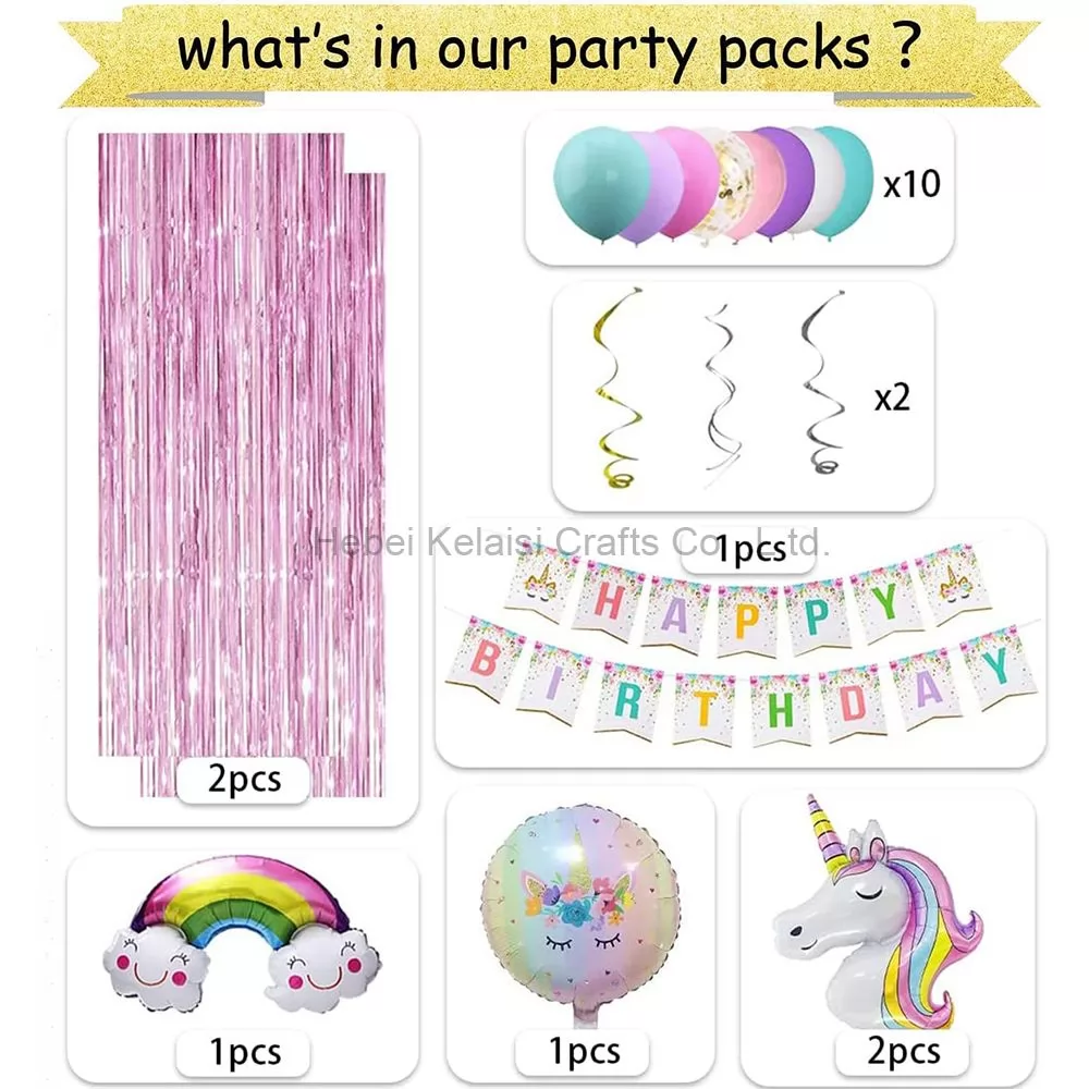 Unicorn Theme Party Supplies Set for Girls