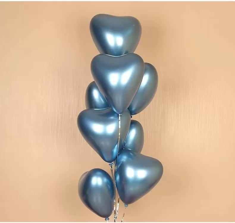 Metal colored heart-shaped latex balloon