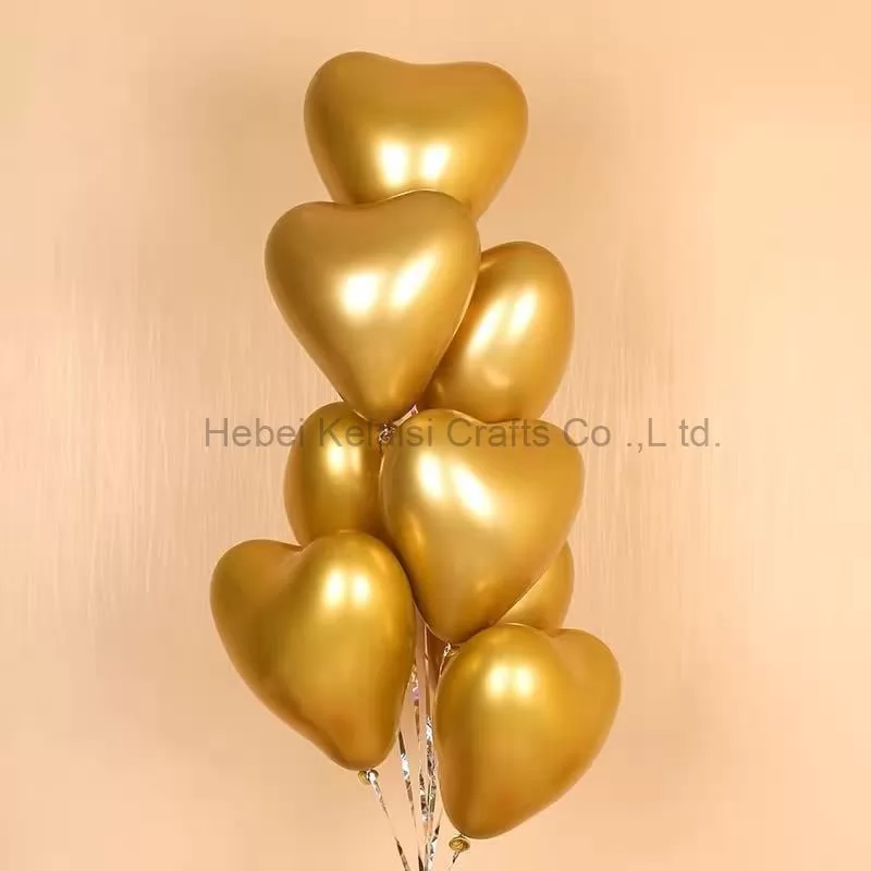 Metal colored heart-shaped latex balloon