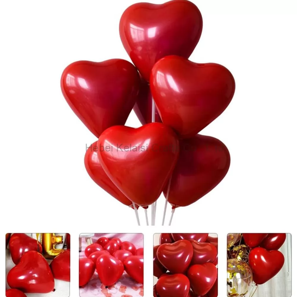 50pcs Red Heart Shape Latex Balloons