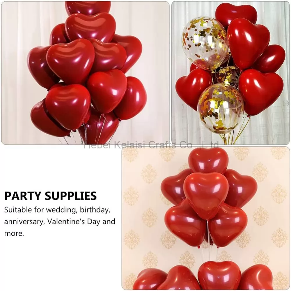 50pcs Red Heart Shape Latex Balloons