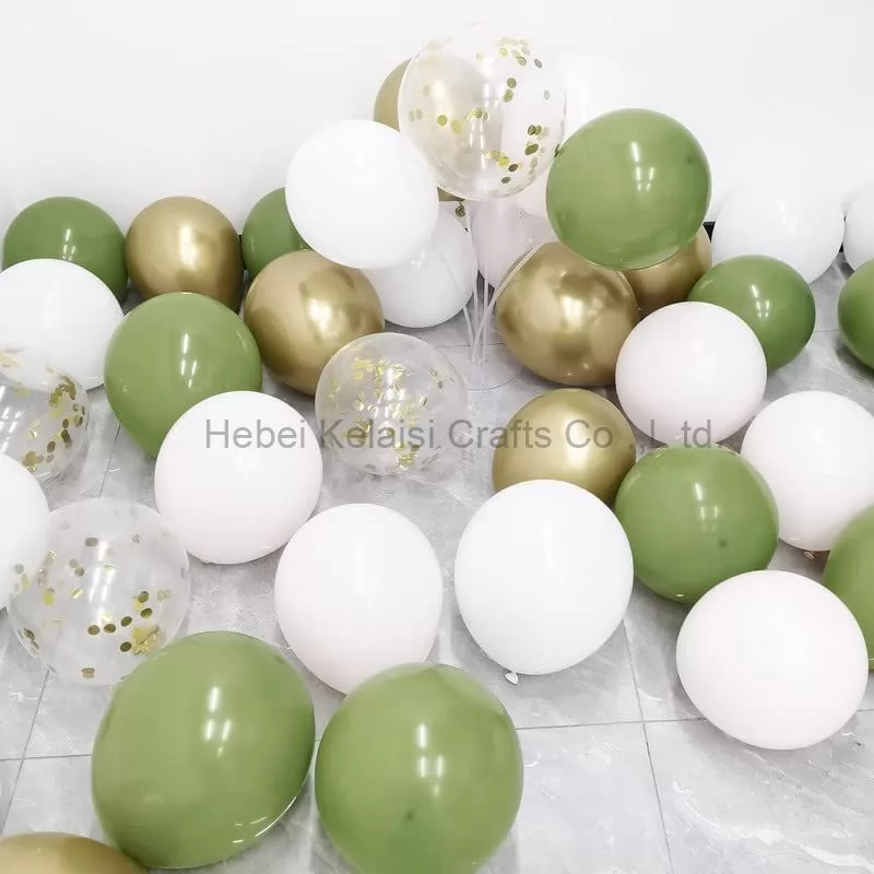 62Pcs Olive Green Gold Balloons for Baby Shower Decorations