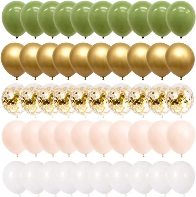 62Pcs Olive Green Gold Balloons for Baby Shower Decorations