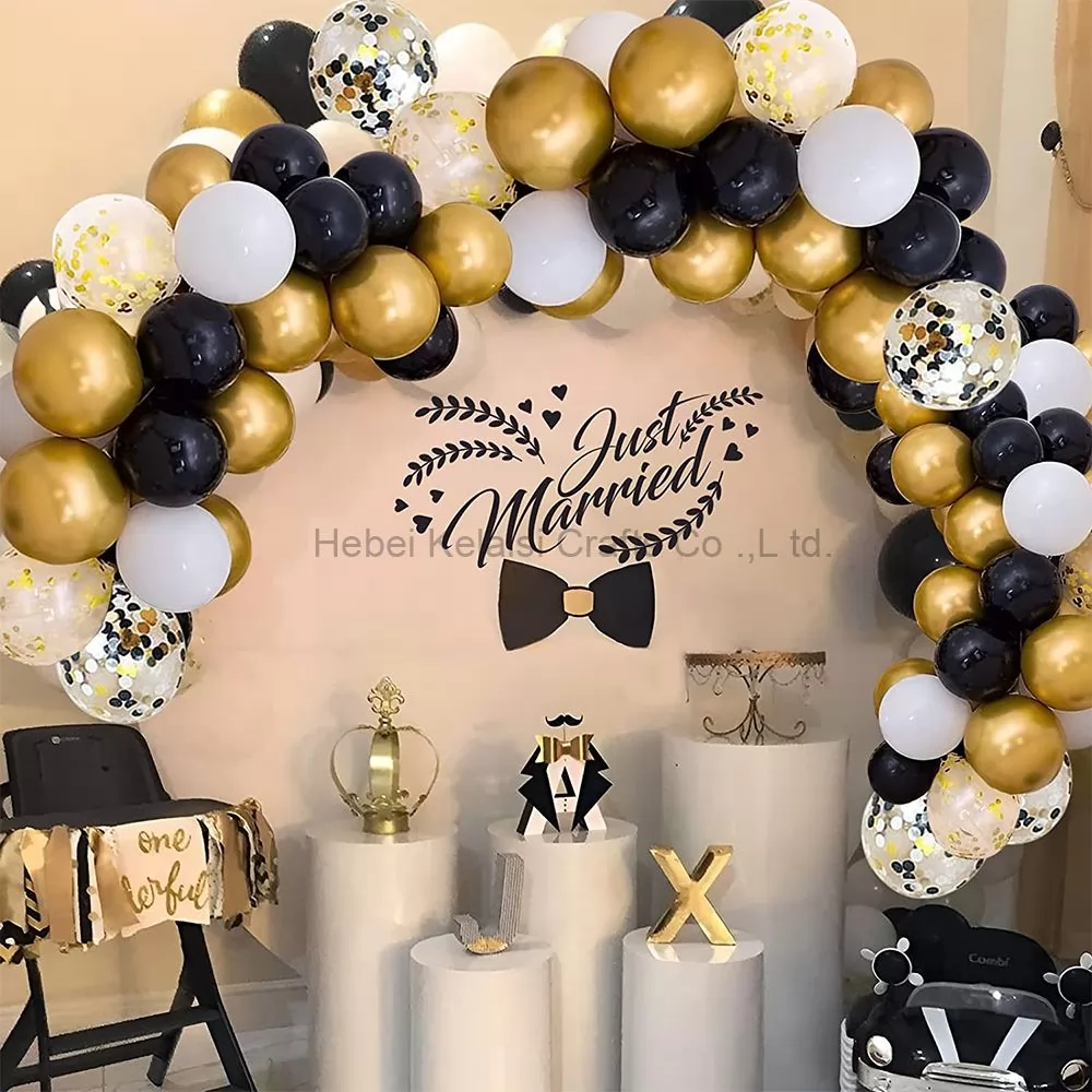 72 Pack Black Gold Confetti Balloons Kit