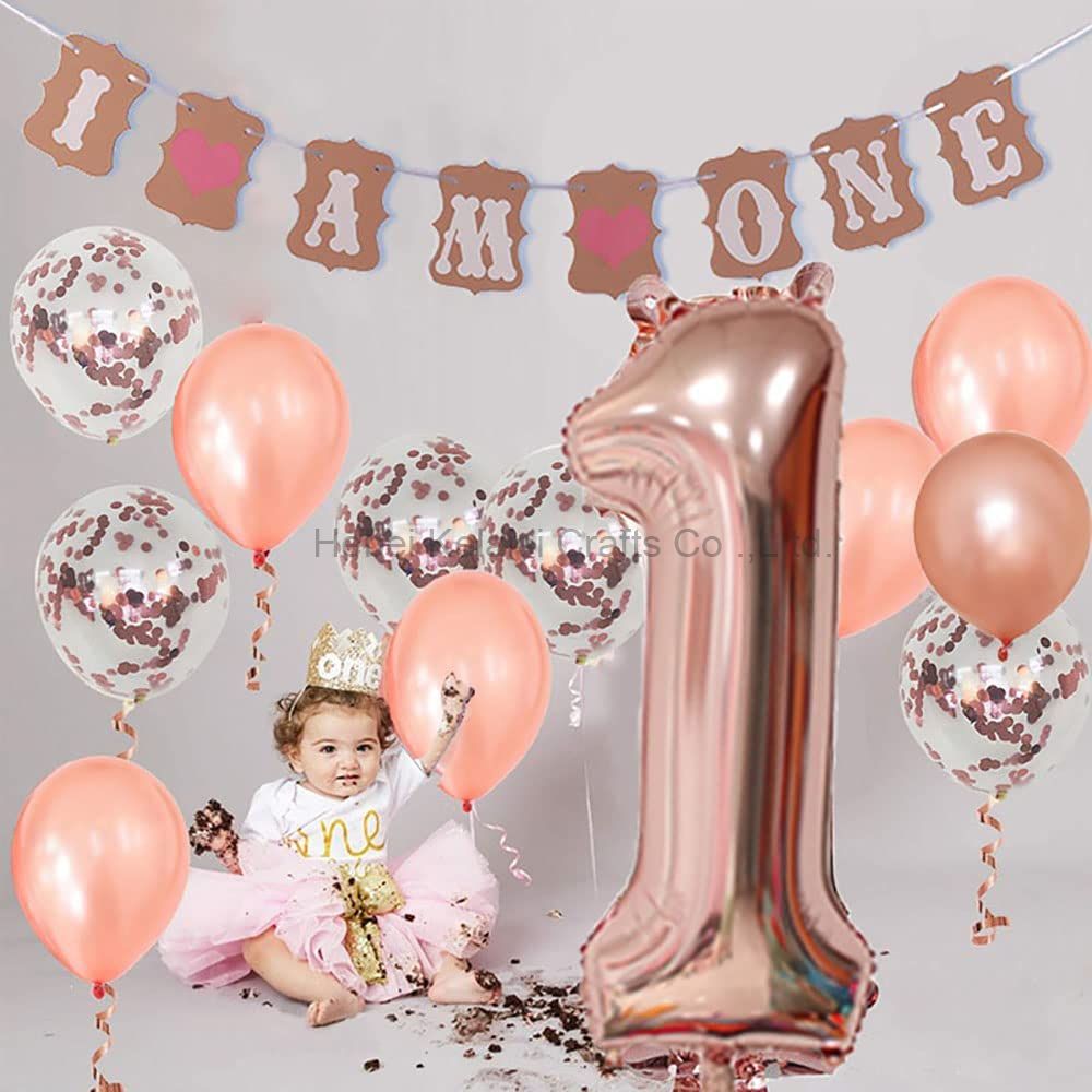 Wholesale Rose Gold Birthday Parties Decoration Supplies Scene Decoration Aluminum Wedding Baby Foil Curtains PVC Balloon Set