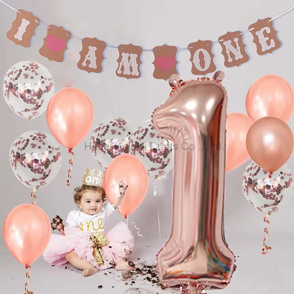 Wholesale Rose Gold Birthday Parties Decoration Supplies Scene Decoration Aluminum Wedding Baby Foil Curtains PVC Balloon Set