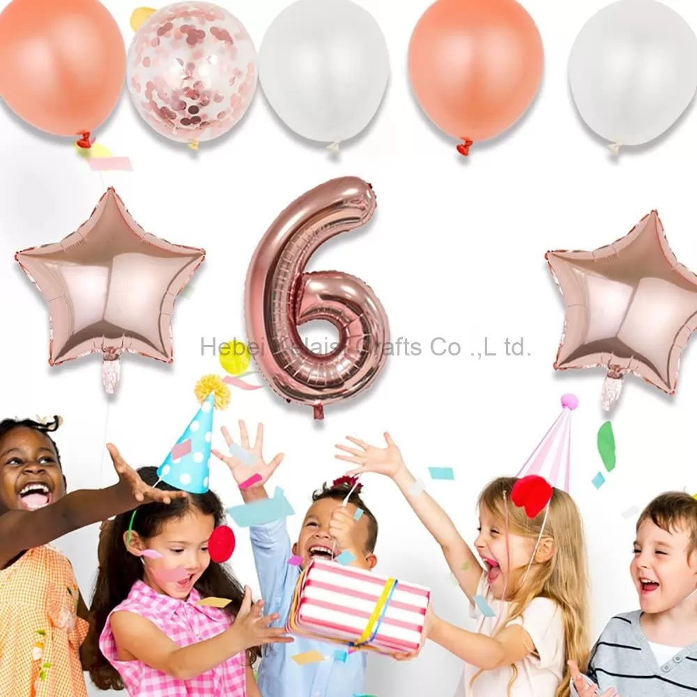 Wholesale Rose Gold Birthday Parties Decoration Supplies Scene Decoration Aluminum Wedding Baby Foil Curtains PVC Balloon Set