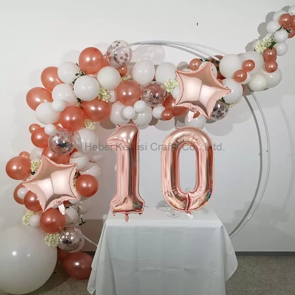 Wholesale Rose Gold Birthday Parties Decoration Supplies Scene Decoration Aluminum Wedding Baby Foil Curtains PVC Balloon Set